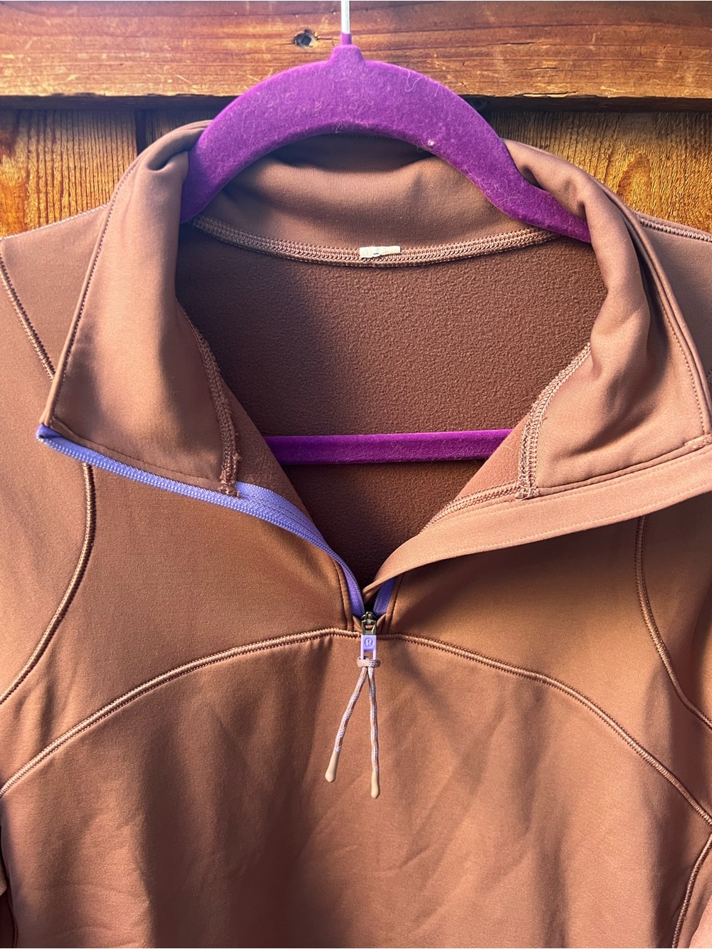 Lululemon Tech Fleece Hiking 1/4 Zip Pullover Size 8 Dark Oxide / Pink Clay - Picture 13 of 16
